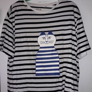 Uniqlo Lisa Larson Oversized Striped Cat Tee XL